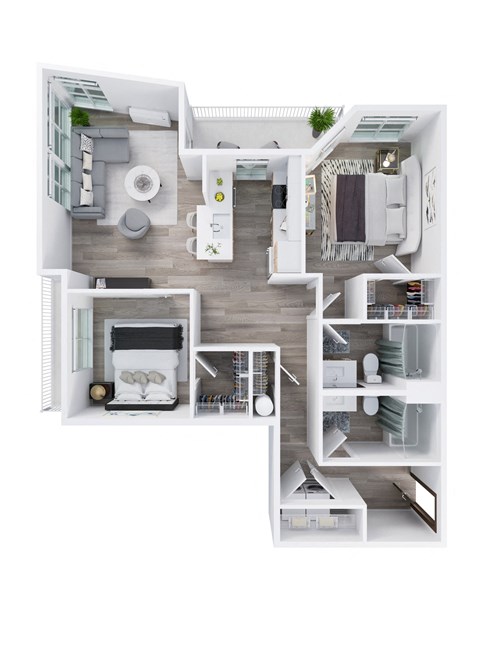 Harbor Sky Apartments in Portland, Oregon 2x2 E Floor Plan